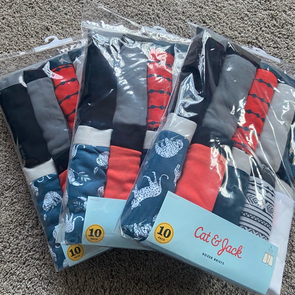 3 Packs of Boys Size Large Cat & Jack Boxer Briefs